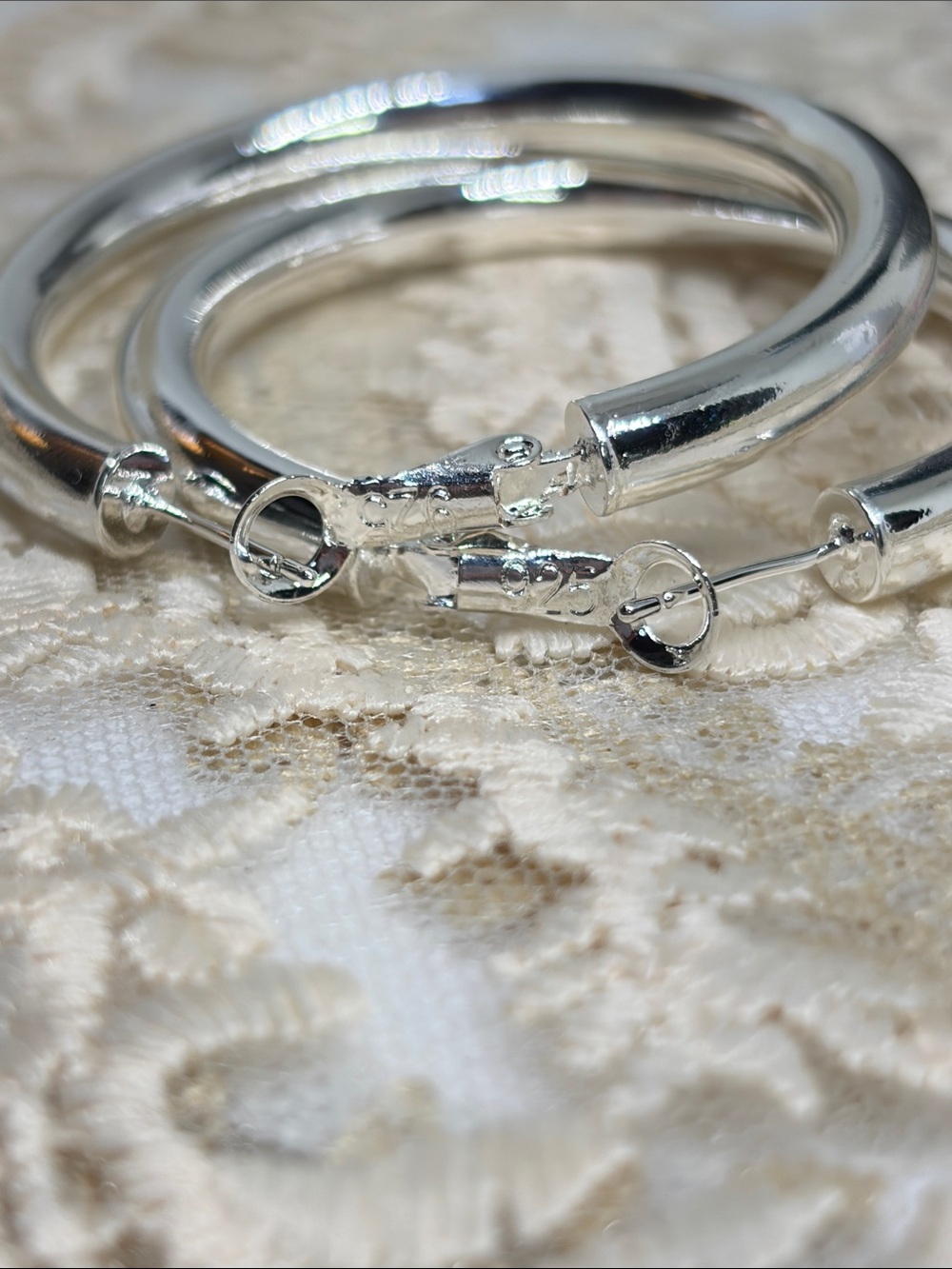 925 Sterling Silver Classic 2” Tube Hoop Earrings Timeless Everyday Statement - Picture 4 of 5